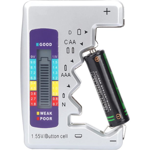Probador de batería digital Probadores de voltaje de batería universal Detector de capacidad de batería de celda de moneda portátil con pantalla LCD Comprobador de voltaje pequeño Herramienta de medición de vida útil de la batería esquí esquí Gafas de esquí