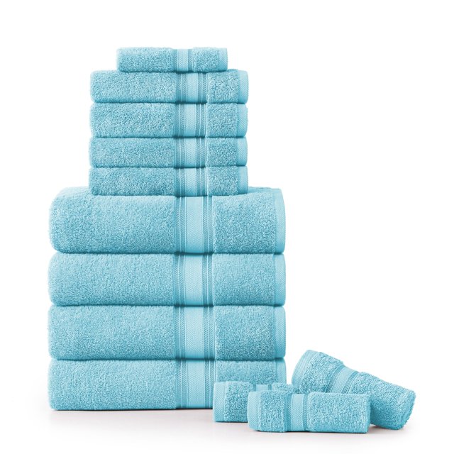 Juego de toallas de baño LANE LINEN Luxury, 12 piezas, 100% algodón, azul