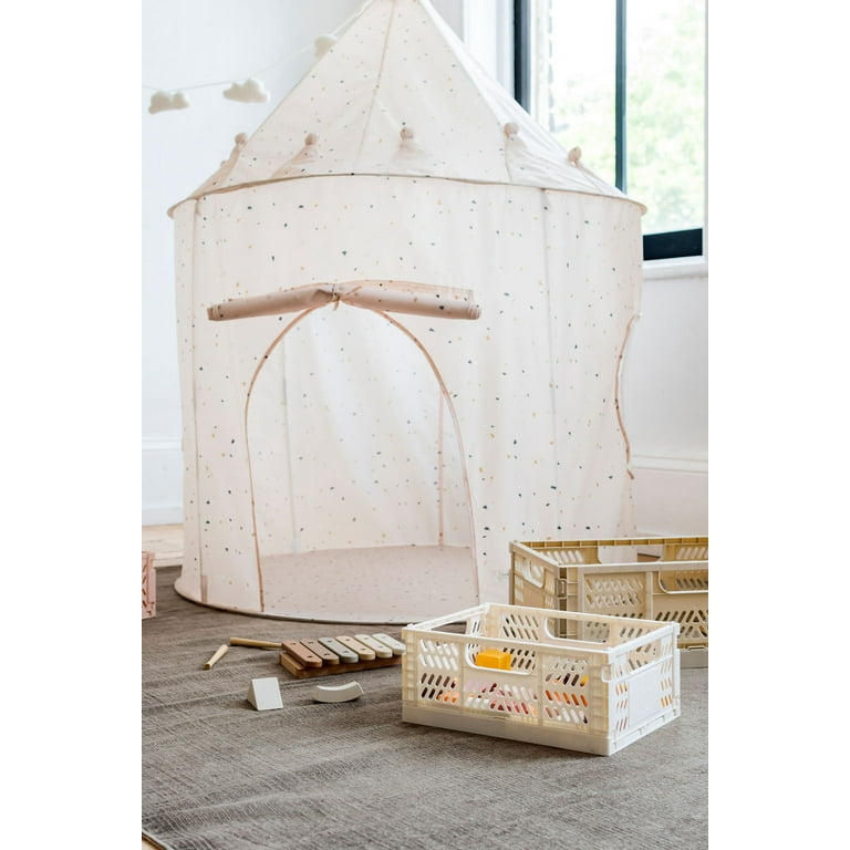 3 Sprouts Kids Play Tent Playhouse Castle with Recycled Fabric for Indoor  and Outdoor Games in Terrazzo Beige