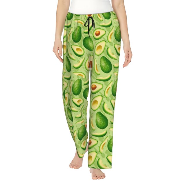 Fotbe Green Avocado Pantalones de Pijama para Mujer, Pantalones de Dormir, Pantalones Pj con Cordón y Bolsillos-XX-Large