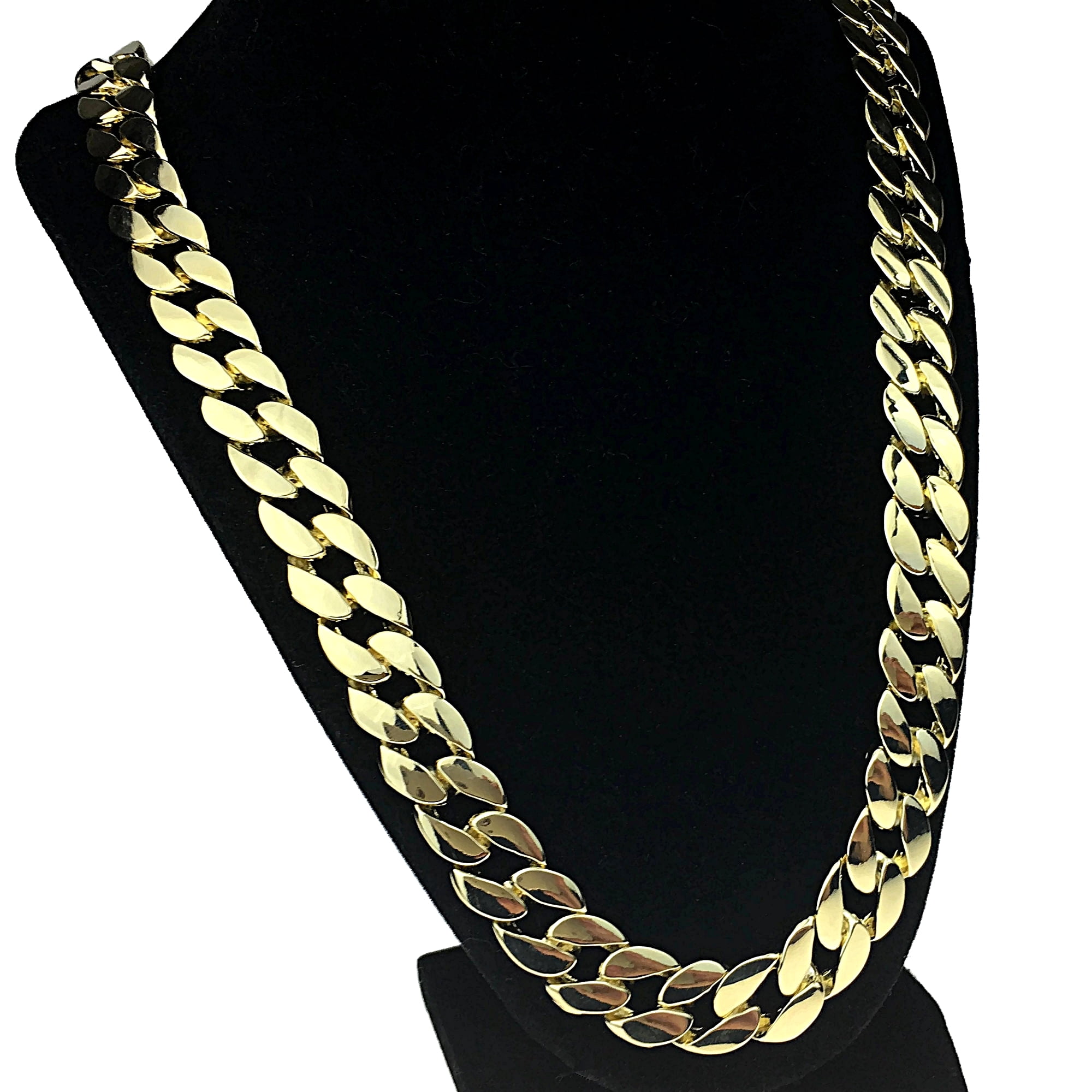 Men's 33" Inch Long Cuban Link Neck Chain Heavy Gold Finish 15 mm Wide Big Hip Hop Necklace
