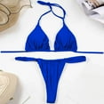 thumbnail image 5 of HCNTES Women's 2 Piece Bikini Set Spaghetti Strap High Cut Push Up Underwire Swimsuit(L,Blue), 5 of 6