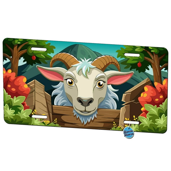 Peeking Goat Metal Novelty License Plate
