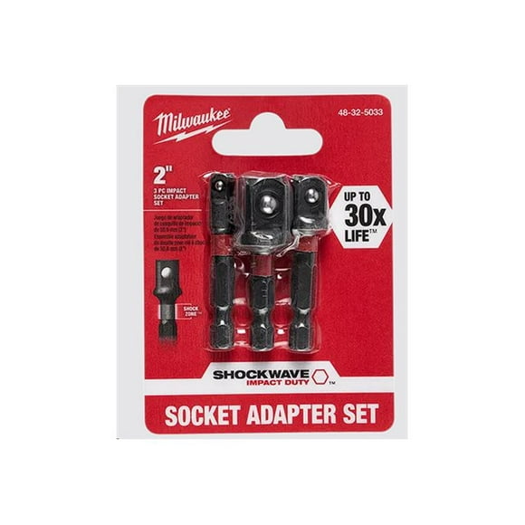 Milwaukee Shockwave Impact Duty - Socket adapter set - 3 pieces - 1/4", 1/2", 3/8" - hex - length: 1.87 in