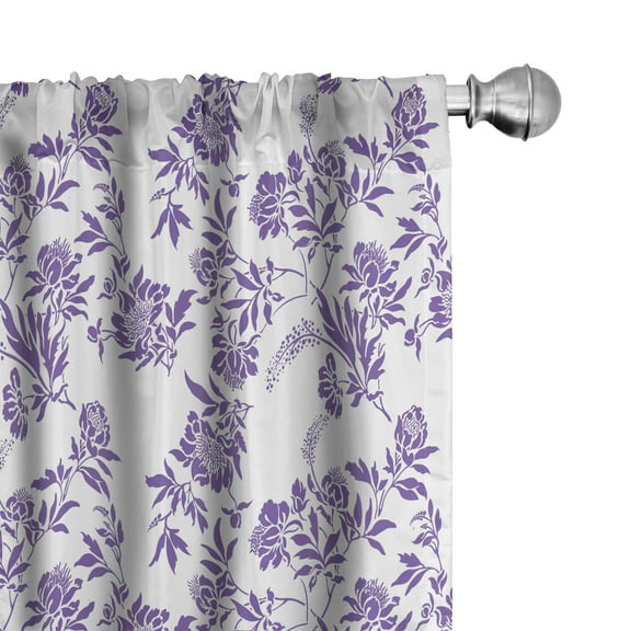 Ambesonne Floral Curtains, Thriving Season Plants, Pair of 28"x84", Violet and White