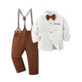 thumbnail image 4 of CARETOO Toddler Boys Suit Boys Formal Outfit Set Dress Shirt Bowtie Suspender Pants 1-5T Baby Boy Church Christening Wedding Easter Clothes 3T, 4 of 9