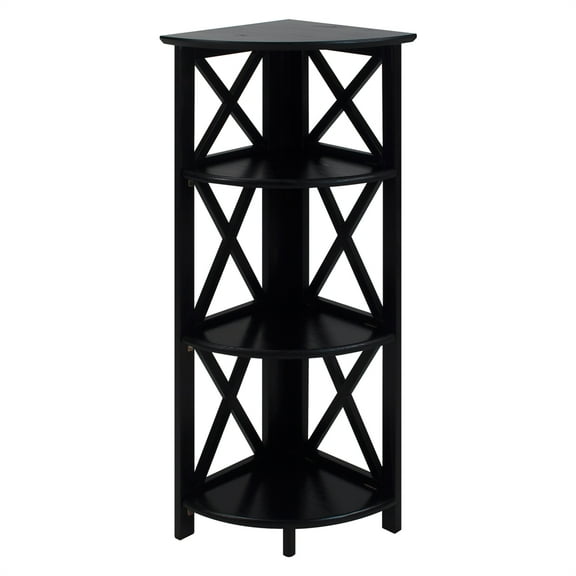 Casual Home Montego 4-Shelf Corner Folding Bookcase-Black