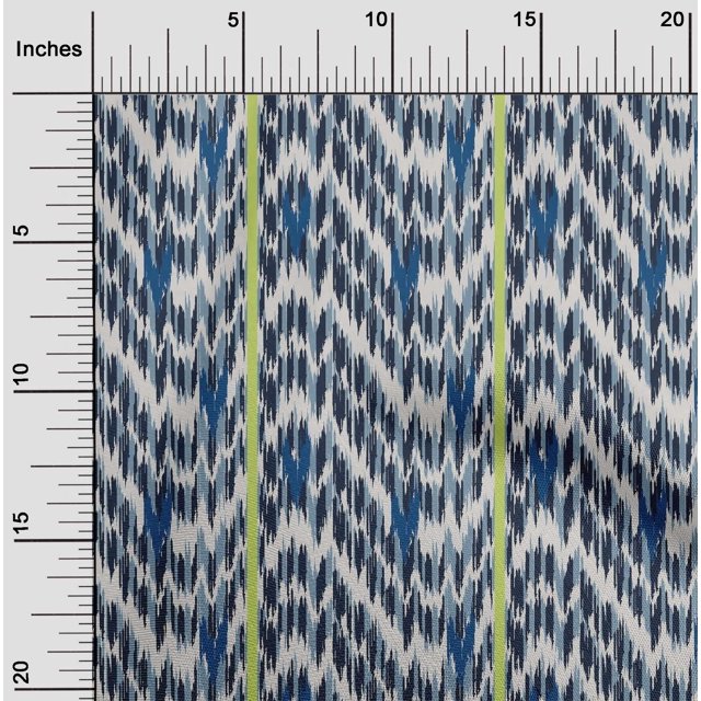 oneOone Tissu Viscose Chiffon Rayé & Chevron Ikat Imprimé au Mètre 42 Pouces de Large