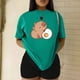 thumbnail image 3 of Playera Blusa De Capybara Comiendo Un Huevo Estrellado Capibara Ropa Para Mujer Divertida Color Verde Talla Grande Marca Emil SaEs, 3 of 4