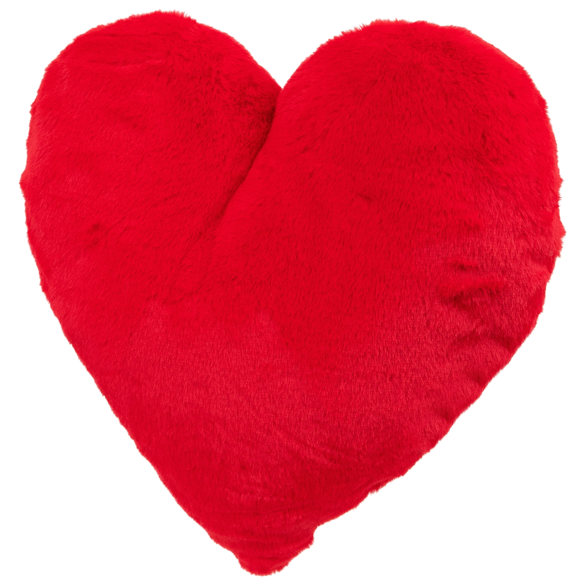 Plush Faux Fur Heart-Shaped Valentine's Day Throw Pillow - 13" - Red
