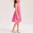 thumbnail image 5 of Miluxas Girl's Summer Sleeveless Mini Dress Turtleneck A Line Pleated Swing Casual Basic Short Dress Hot Pink 2-3 Years, 5 of 8