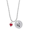 thumbnail image 1 of Delight Jewelry Silvertone Mini 2-D Red Heart Silvertone Script Initial Disc - V - Charm Necklace, 20"+3", 1 of 4