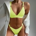 thumbnail image 3 of Women's Bikini Set Solid Color Two Piece Casual Sexy Swimsuit Fashion Beachwear for Vacation Pool Party,Green,L, 3 of 6
