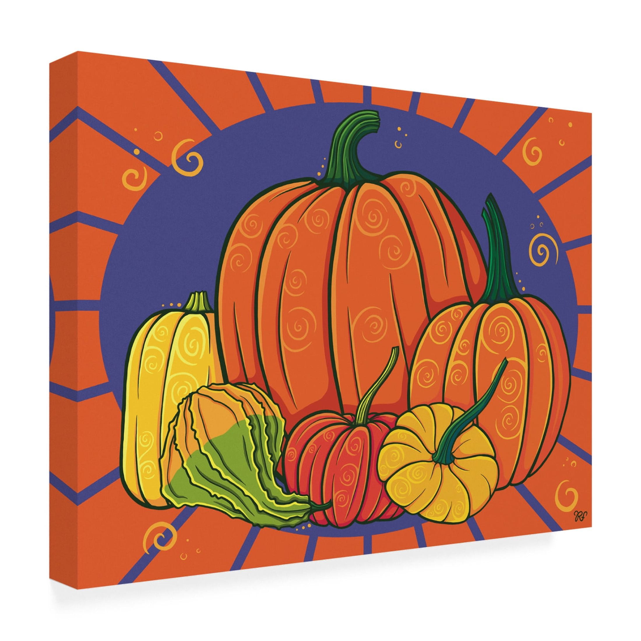 Canvas Wall Art - Rachel Feirman 'Pumpkin Gourds and Squash' Wall Art for Living Room, Bedroom, or Office Décor by Trademark Fine Art - 47 x 35 Inches