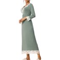 thumbnail image 4 of cheibear Womens Sleepwear Soft V Neck Long Sleeve Rayon Nightshirt Midi Nightgowns, 4 of 4