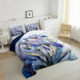 thumbnail image 3 of Manfei Floral Iris 3pcs King Size Comforter Sets,Gradient Marble Bedding Comforter Set,Abstract Artwork Super Cozy Bedding Set,Microfiber Teens Bedroom Decor,Reversible, 3 of 8