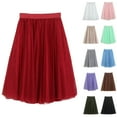thumbnail image 4 of Women's A Line Pleated Skirt Mid Long Tutu Skirt Ruffle Mesh Vintage H Chiffon High Waist Skirt Suede Skirts for Women Midi Pleated Skirt Poodle Skirts for Girls Leather Midi Skirt Girls Tennis Skirt, 4 of 4