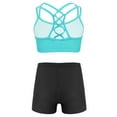 thumbnail image 2 of TTAO Girls 2 Piece Tankini Swimsuit Criss Cross Tank Top with Bottoms Rash Guard Swim Set Light Green&Black 10, 2 of 5
