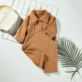thumbnail image 2 of Plebaso Baby Cotton Romper Summer Solid Color Lapel Button-down Jumpsuit Outfits For Girls Boys Overalls, 2 of 4
