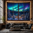 thumbnail image 6 of Aurora Borealis in Snowy Mountains with Cabins and Lake, Serene Digital Art for Nature Lovers, Wall Art Decor, Christmas Gift, Tapestry Wall Hanging for Bedroom and Living Room, 6 of 7