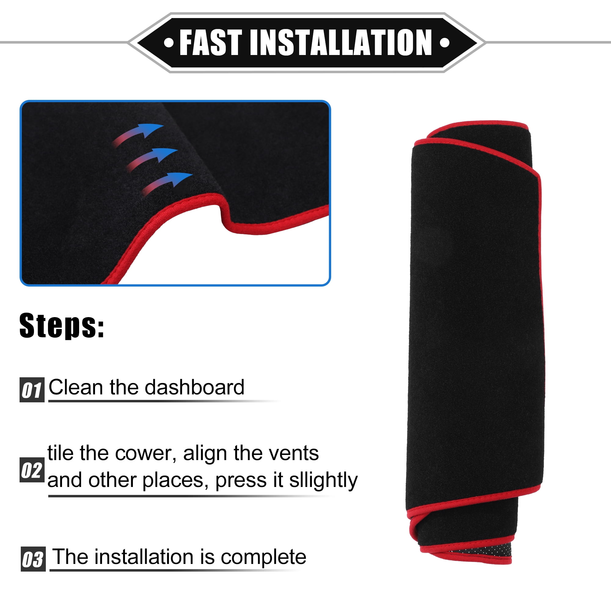 Unique Bargains 1Pcs Dashboard Cover Mat for Ford Edge 2011-2014 Nonslip Polyester Red Dash Board Protector Cover