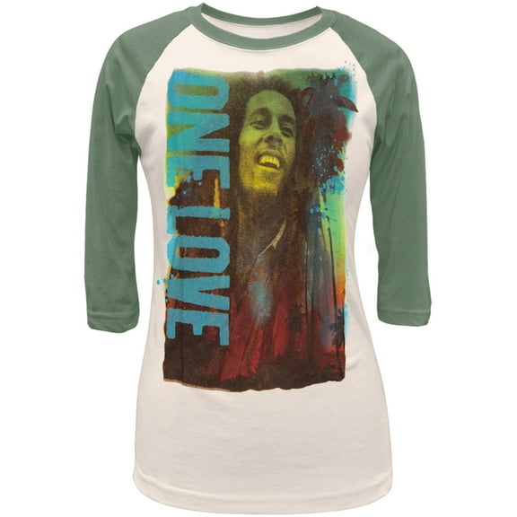 Bob Marley - Blue Love Juniors Raglan - X-Large