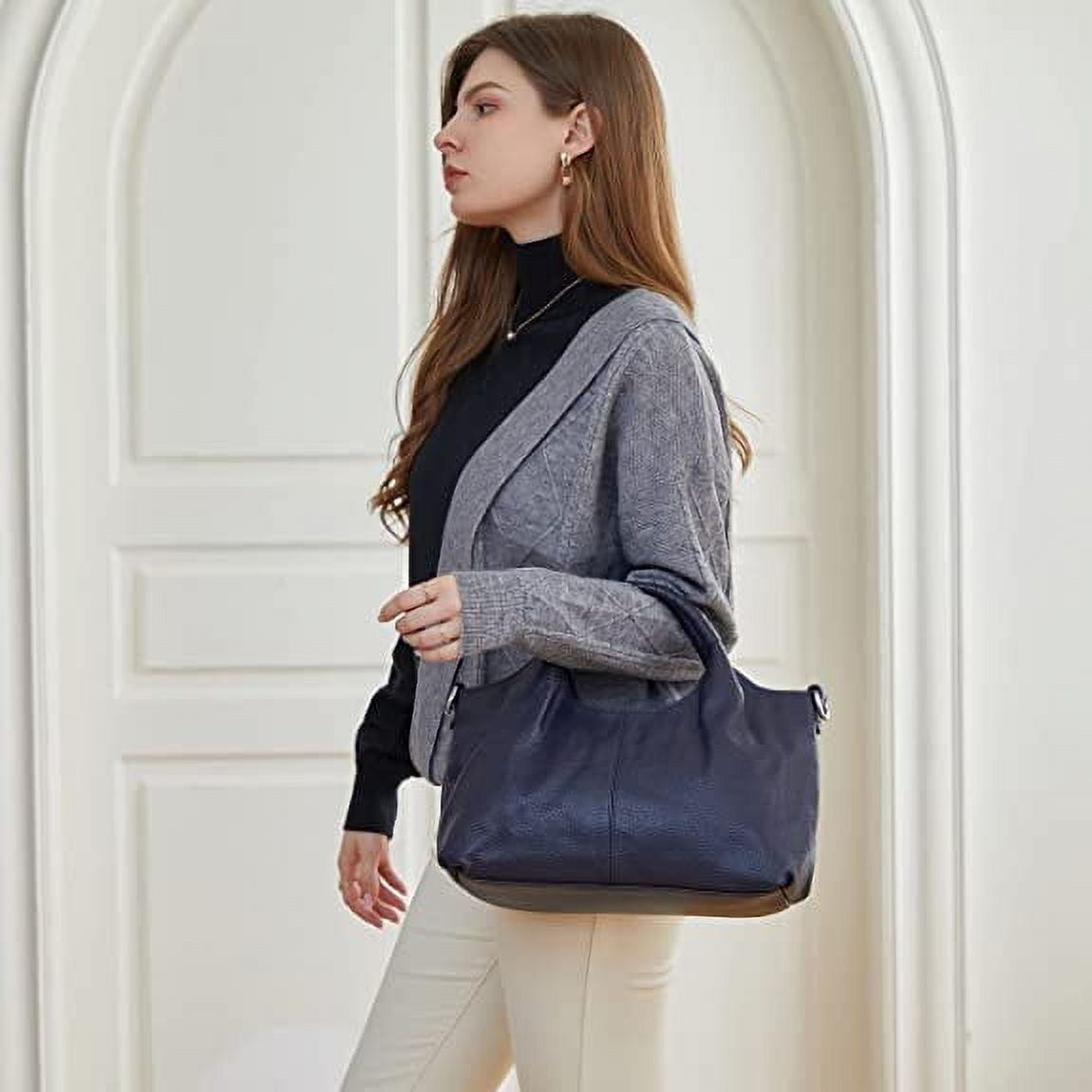 JUYGO Women Satchels Genuine Leather Top Handle Handbags Work Tote Shoulder Bags Crossbody Purses