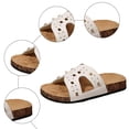 thumbnail image 7 of Womens Cork Footbed Slide Sandals with Arch Support Trendy Studded Hollow out Comfy Summer Slip on Flat Shoes White Size 9, 7 of 7