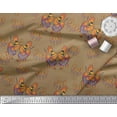 thumbnail image 2 of Soimoi Brown Japan Crepe Satin Fabric Pitbull Cartoon Print Fabric by Yard 42 Inch Wide, 2 of 3
