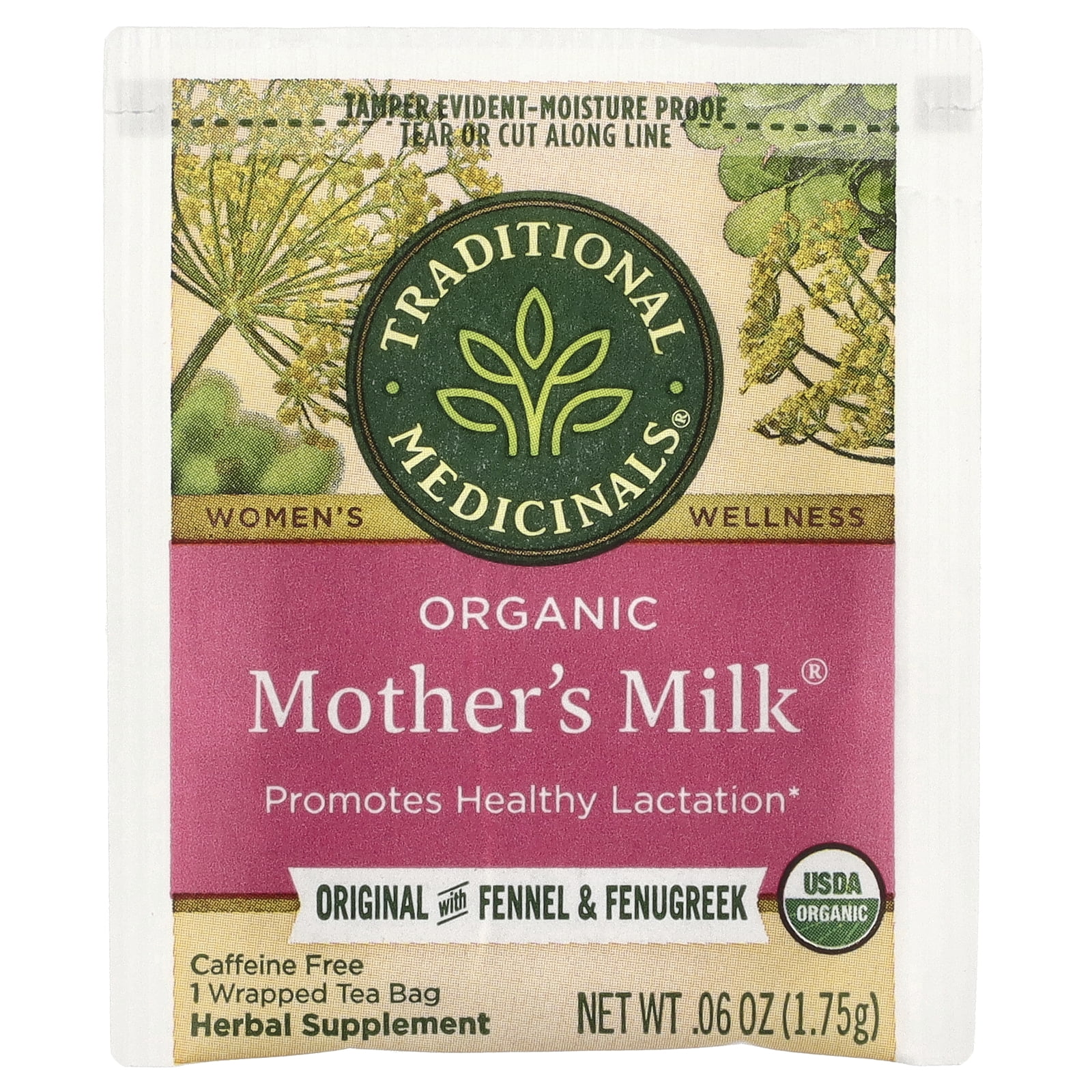 Traditional Medicinals Organic Mother's Milk®, Original with Fennel & Fenugreek, Caffeine Free, 48 Wrapped Tea Bags, 2.96 oz (84 g)
