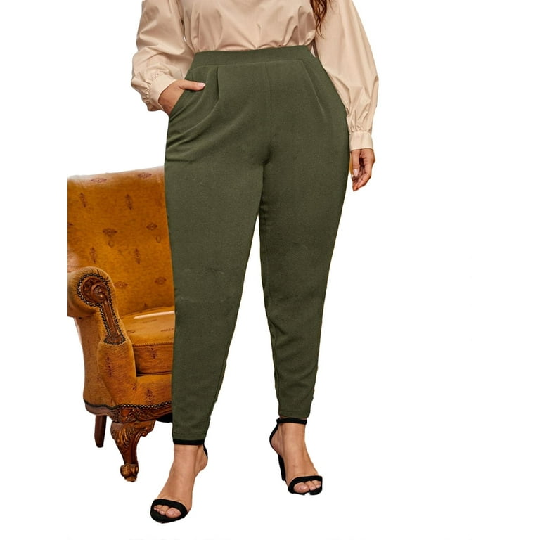 Khaki Khaki High Waist Suit Carrot Pants, Pants, Summer and Autumn