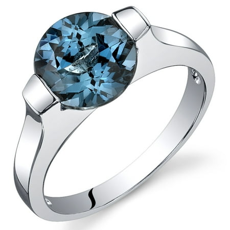 Peora 2.25 Ct London Blue Topaz Engagement Ring in Rhodium-Plated Sterling Silver