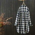 thumbnail image 5 of Hessimy Women's Plaid Flannel Shirts Roll Up Long Sleeve Collared Shirt Pockets Button Casual Blouse Tops(Z06-Navy,L）, 5 of 7