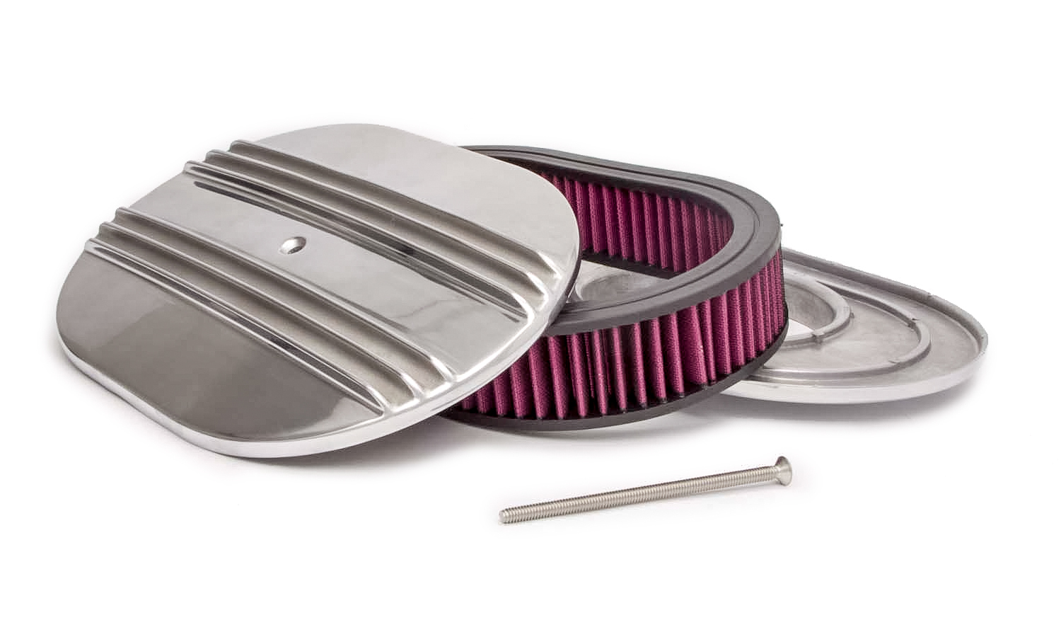 Racing Power Company R6321 12 x 2" Oval Finned Polished Aluminum Air Cleaner"