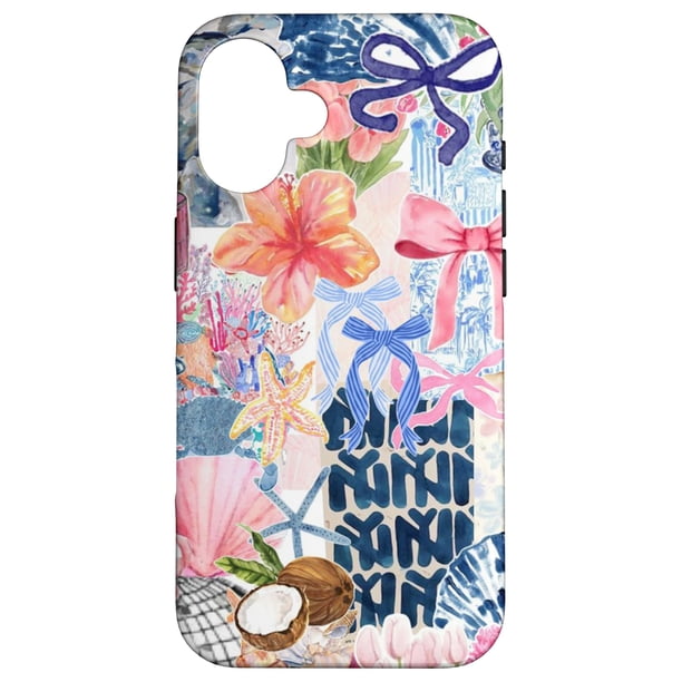 Funda de teléfono Beachy Blue Coquette Collage para iPhone 16