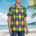 thumbnail image 5 of Balery Mardi Gras Print Men's Hawaiian Shirts Short Sleeve Beach Shirt Relaxed Fit Vacation Button Down Shirts-Medium, 5 of 9