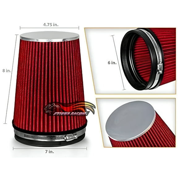 RED 6" 152mm Inlet Truck Air Intake Cone Replacement Quality Dry Air Filter
