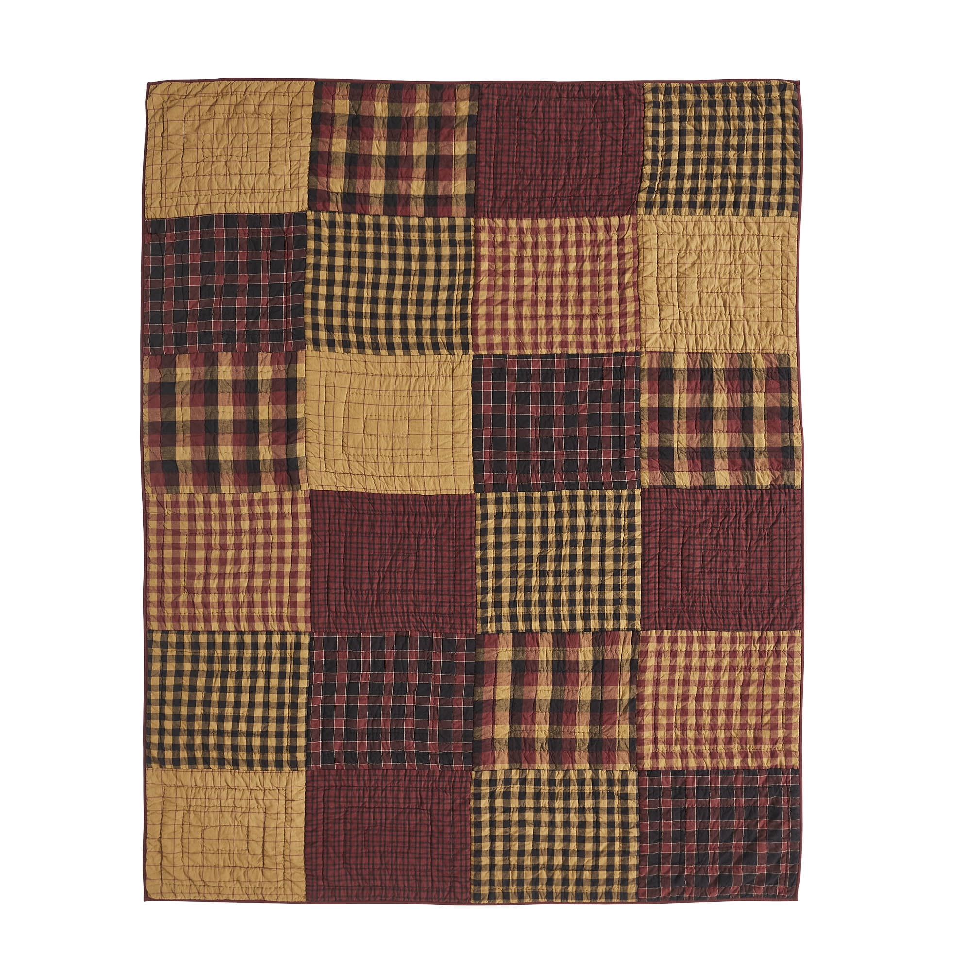 VHC Brands Quilt Twin, Cotton Quilt, Country Bedding, Connell Collection, Size - 90x70, Burgundy