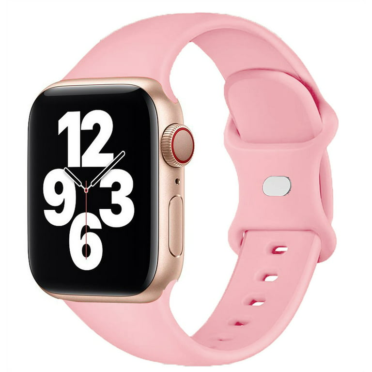lotteri Portico vindue Silicone Band for Apple Watch Bands 41 mm 45mm 40mm 44mm 38mm 42mm,Soft  Rubber Smartwatch Watchband Bracelet iwatch Sport Strap for iwatch Series 3  4 5 6 7 SE - Light Pink - Walmart.com