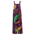 thumbnail image 6 of ASDFVBKG Mardi Gras Jumpsuit for Women Plus Size Button Carnival Themed Party Graphic Wide Leg One Piece Jumpsuits Loose Dressy Overalls Onesie with Pocket Outfits Purple L, 6 of 7