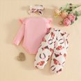 thumbnail image 3 of HCNTES Girls Clothes Newborn Baby Girls Outfits Girl Western Cowboy Motif Romper Jumpsuit Bodysuit Bowknot Pants Set 0 3 6 9 12 18 Months Fall Winter Clothes, 3 of 5