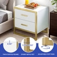 thumbnail image 5 of ModFusion Modern Nightstand with 2 Spacious Drawers and Metal Frame for Bedroom and Living Room, White and Gold, 5 of 8