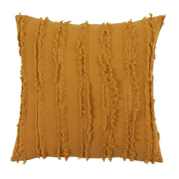 Saro Lifestyle 2446.MU18SP Coussin à Franges Rayé 18 Po, Moutarde