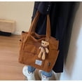 thumbnail image 6 of Fashion New Foldable Casual Style School Large Capacity Shopping Bag Handbag Bear Shoulder Bag Casual Shoulder Bag BLACK, 6 of 8