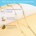 thumbnail image 4 of Gold Waist Chain for Women, 14K Gold Plated Silver Layered Belly Belt Chains Sexy Bikini Beach Waist Beads Chain Waterproof Snake Pearl Cuban Body Chain Summer Jewelry Accessories for Women, 4 of 5