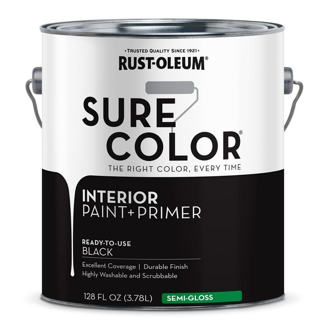 Pintura Rust-Oleum Sure Color negra semibrillante, 3,78 L