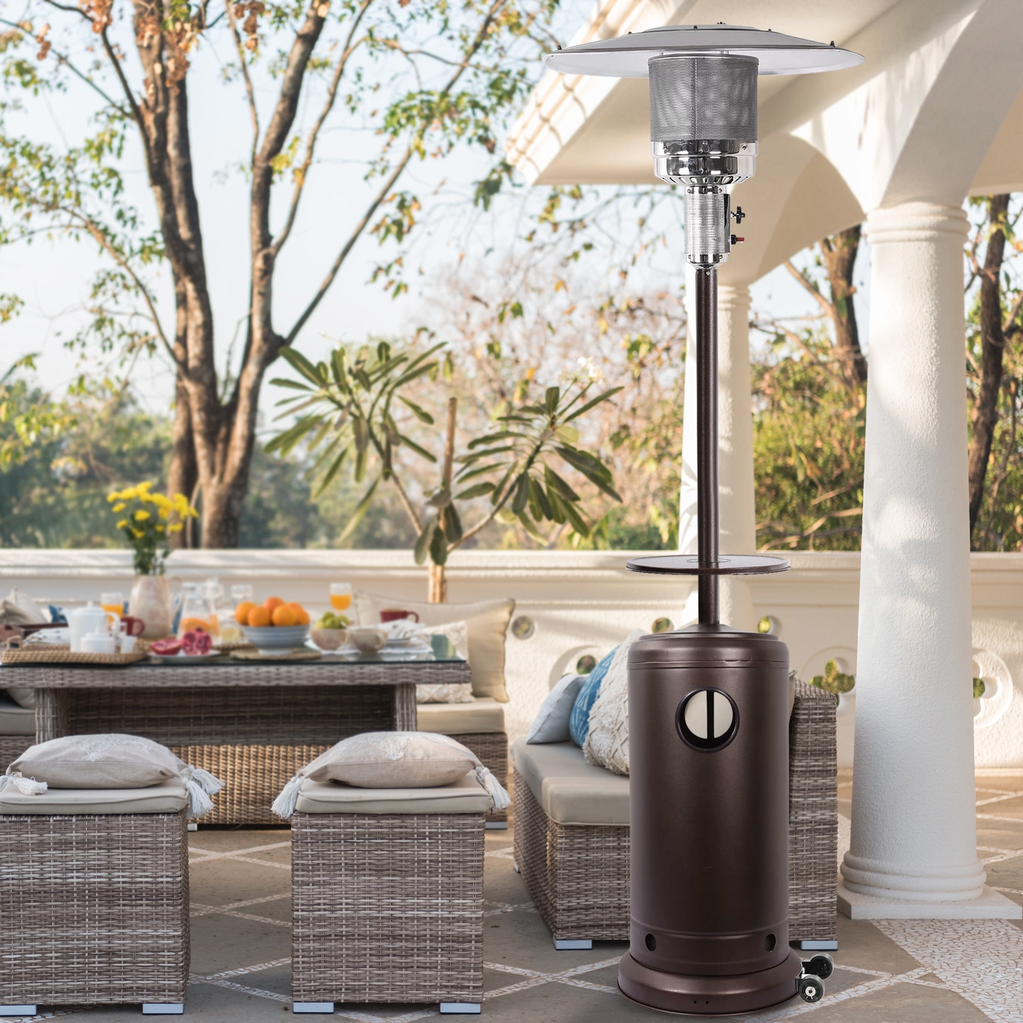 Outdoor Heaters for Patios, 47000BTU Propane Patio Heater with Wheels Safe  Auto Shut Off Device for Commercial u0026 Residential, Bronze, LJ2745 -  Walmart.com