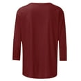 thumbnail image 4 of IROINNID Christmas Shirts for Women Letter Print 3/4 Sleeve Crewneck Pullover Tops Loose Fit Casual Holiday Shirts,Burgundy, 4 of 5