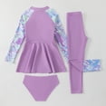 thumbnail image 5 of Cethrio Girls' Rash Guard Swimsuits, Quick-drying Beach 3 Piece Swim Shirts and Swim Bottoms Purple Size 10-12, 5 of 6