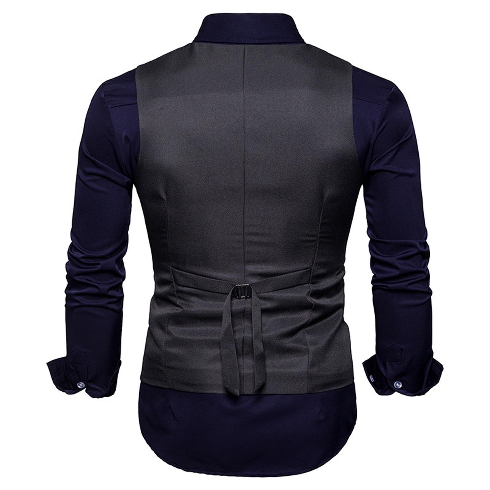 Men's Business Formal Suit Vest Double-breasted Dress Suits Blazer V-neck Trim Waistcoat Wedding Tuxedo Vest